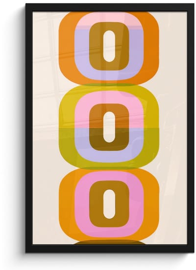 Poster in lijst - Fotolijst 40x60 cm - Posters - Stapel - Vormen - Geblokt - Oranje - Posterlijst zwart - Decoratie - Wanddecoratie woonkamer - Muurdecoratie slaapkamer