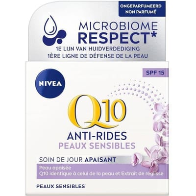NIVEA Q10 POWER Sensitive Anti-rimpel Dagcrème - Gevoelige huid - SPF 15 - Met Q10, creatine en zoethoutextract - 50 ml