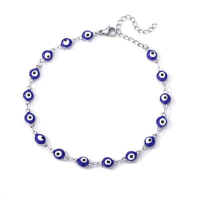 Enkelbandje boze oogjes - Zilverkleurig - Blauwe oogjes