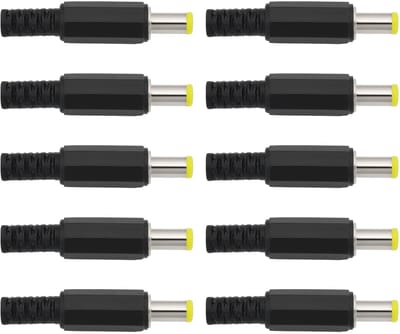 Dailygoody - DC5.0 X 3.0 Netstekker - Holle Stekker met Binnenpin - Knickbescherming - 10 Stuks - Soldeeraansluiting - Voor Externe Voedingen