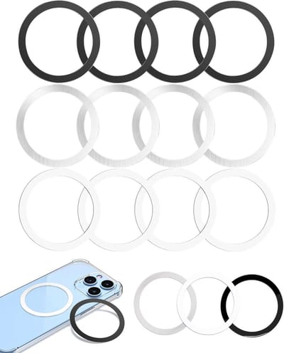 Universele metalen ringstickers voor MagSafe-ringmagneet - 15 stuks, compatibel met draadloze opladers voor iPhone, Samsung en Android, ideaal voor extra grip en bescherming