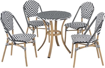 RIFREDDO - Tuinset voor 4 - Wit/Zwart - PE rotan