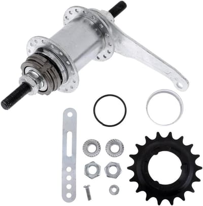 Fiets Naaf - Terugtraprem Achternaaf - Onderdelen Vervangen - 36 Spaakgaten - 165mm Aslengte - Zilver