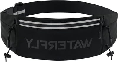 Ademend Slimme Heupriem met Telefoonhouder en Marathon Nummerclip voor Hardlopers - Anti-Diefstal Reistas voor Sporters, Zwart, 45cm