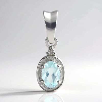 Cavill - Zilveren hanger 925 Sterling gerhodineerd met Amblygoniet 0,38 ct ovaal & Zirkoon 0,02 ct rond - Elegant sieraad