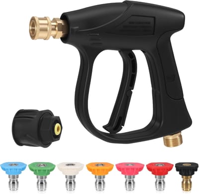 Garden Water Sprayer - High Pressure Garden Hose - Hand Shower - M22 - 14 mm Female Thread - 7 Nozzles - 1/4 Inch Hose Connector - Adapter voor Tuinirrigatie en Auto Wassen