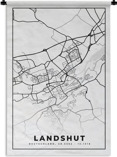 Wandkleed - Wanddoek - Plattegrond - Landshut - Kaart - Stadskaart - 120x180 cm - Wandtapijt