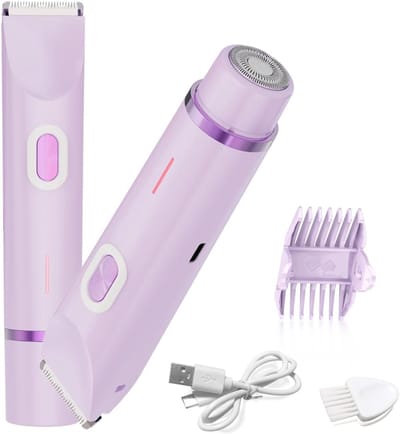 2-in-1 Dames Elektrisch Scheerapparaat – Bikini Trimmer – Keramisch Blad – Waterdicht Nat en Droog – Oplaadbaar – Voor Gezicht, Benen en Lichaam