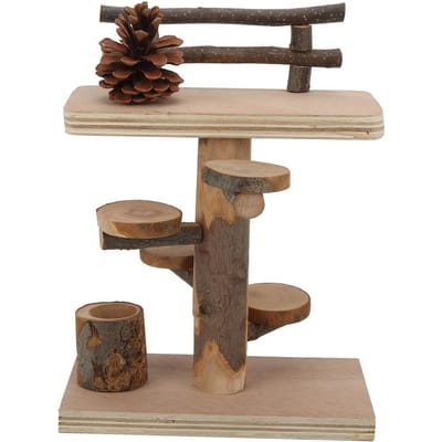 Hamster Klimplatform Speelgoed Houten Hamster Speel Activiteitenset voor Hamster Muizen Kleine Dieren beige