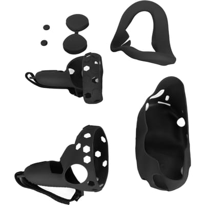 5 in 1 Siliconen Hoes Set voor Quest 2 Inclusief Gezichtshoes Controller Grip Hoes VR Shell Hoes Stof zwart