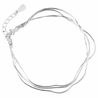 Zilveren enkelketting van 3 fijne kettinkjes- Charme Bijoux
