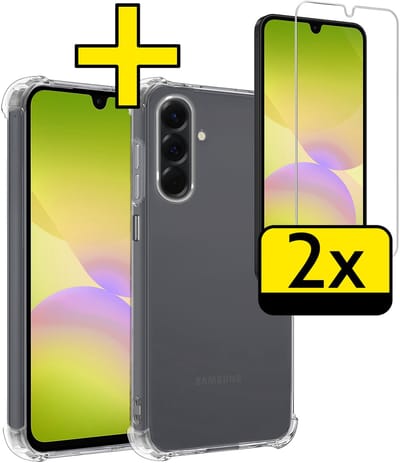 Hoesje - Met Screenprotector - 2 Stuks - Geschikt voor Samsung Galaxy A26 - Sterk & Shockproof - Siliconen Case - Back Cover - Telefoon Hoes - Shock Proof - Telefoonhoesjes - Transparant