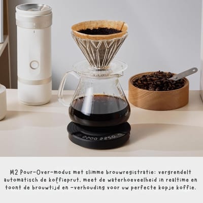 TIM® Koffie Weegschaal - Weegschaal - Scale - Zwart - Oplaadbaar - Zwart - 11cm x 11cm x 3cm