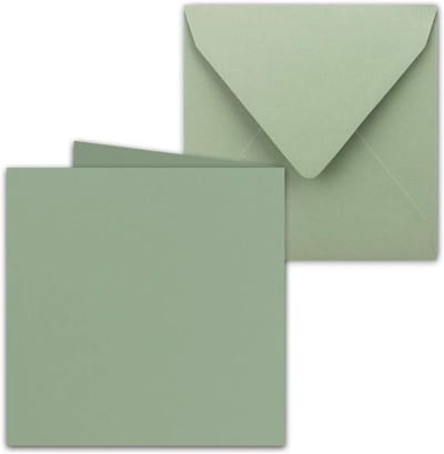 Vouwkaarten met Enveloppen - Wenskaarten Uitnodigingen - Feestelijke Communicatie - Volledig Doorgekleurd Papier - 15 x 15 cm - Eucalyptus Groen