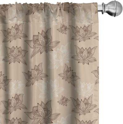 ABAKUHAUS – Oosterse gordijnen Lotus Boho – 2x75x175 cm – Microvezel, verduisterend, digitaal bedrukt