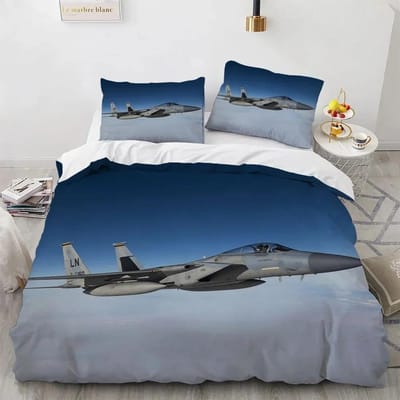 Vliegtuig Vechter Luchtpatroon Comfortabel Dekbed Dekbedovertrek Kussensloop Beddengoed Set Kinderkamer Decoratie Huis Textiel EU Single 135x200cm