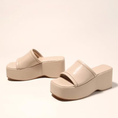 Zomer Roze Wedge Slippers Dames Platform Sandalen Knus Leer Peep Toe Instappers Hoge Hakken Casual Strand Slide Schoenen Vrouwelijk 42 beige