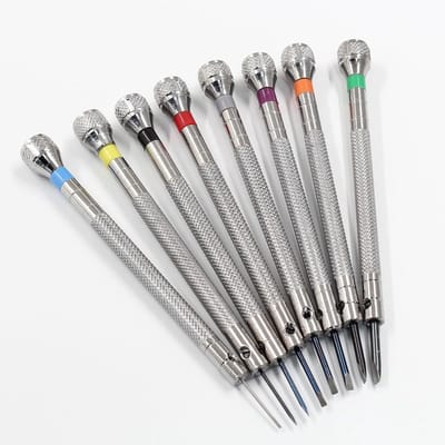 Precisie Schroevendraaiers - Mini Schroevendraaierset - Kleine Reparatie - 8 Delige Set - 0.6-2.0Mm - Zilverkleurig