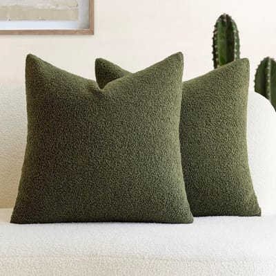 Decoratieve Kussenhoezen - Pluche Hoezen - Woonkamer Aankleden - Krullend Imitatiebont - 50 x 50 cm - Mosgroen