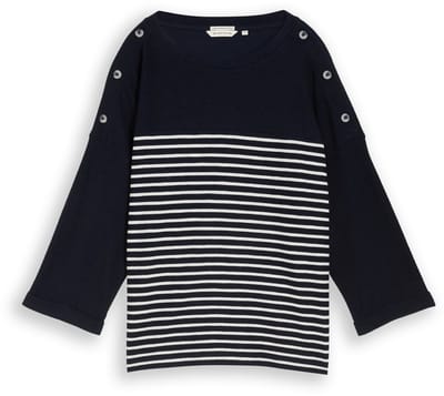 Tom Tailor - Shirt met lange mouwen en streepjesmotief - Maat XXL - navy blue offwhite stripe