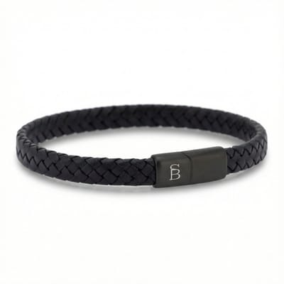 STEEL & BARNETT - Gevlochten Armband Heren - Riley - Zwart - Maat S
