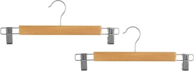 5Five Kledinghangers - voor broeken - 6x Stuks - 34 x 12 cm - naturel - klemhanger
