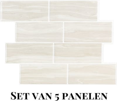 Wallways Wandpanelen - Plaktegels - Set van 5 Tegels - Tegelsticker - Zelfklevende Tegels - 30 x 20cm - Waterdicht - Krasbestendig - Hittebestendig - 3M Kleeflaag - 2MM dik - Casablanca Beige