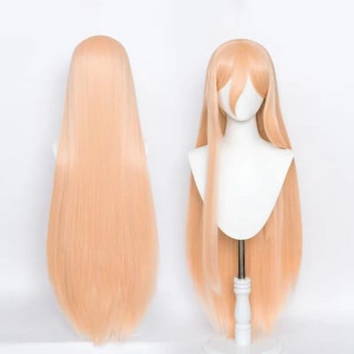 Anime Maakima Poower Cosplay Pruik Lang Oranje Roze Hittebestendig Synthetisch Haar Feest Rolspel Pruiken beige