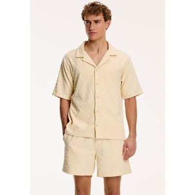 Shiwi Geo Eclipse Shirt Angora Beige Size: M | Casual Shirts Outlet | Heren | Beige