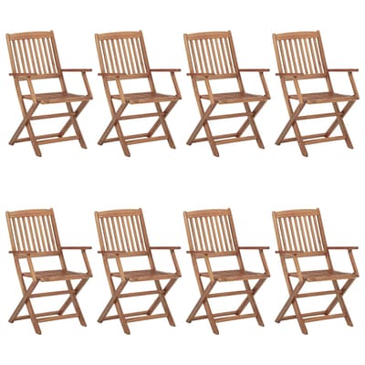 vidaXL - Opklapbare - stoelen, - 8 - stuks, - van - massief - acaciahout