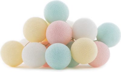 Cotton Ball Lights - LED lichtslinger voor binnen - Handgemaakt en Fairtrade - 20 lampjes - Pastel