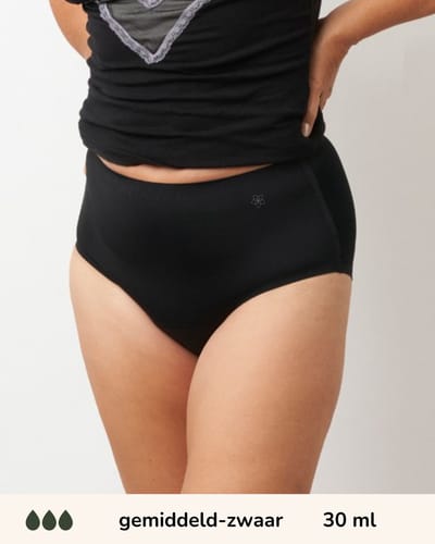 Moodies incontinentie ondergoed - Seamless High Waist Hiphugger - gemiddeld/zwaar kruisje - maat S - zwart