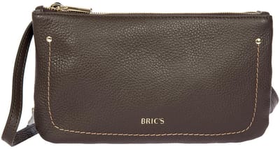 BRIC'S Leren schoudertas Gondola Violetta Shoulderbag Ebony donkerbruin