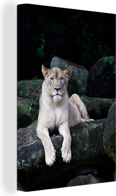 Canvas Schilderij Leeuw - Wilde dieren - Portret - 40x60 cm - Wanddecoratie
