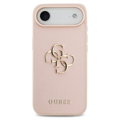 Guess Back Cover - iPhone 17 Air - Roze - Reliëfleerlook - Verhoogde Randen