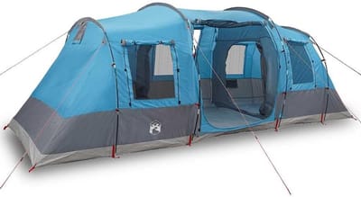 Tunneltent 4 personen - Campingtent Waterdicht - Kamperen en Reizen - Met E-aansluiting - 2 slaapcabines - Blauw