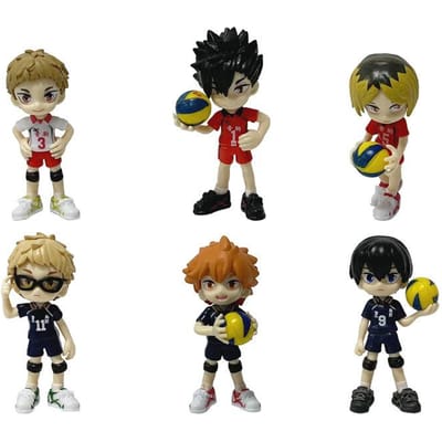 6 Stuks/Set Haikyuu!! Amine Model Hinata Shoyo Kageyama Tobio PVC Verzamelbaar Model Speelgoed Ornament Pop Fans Verjaardagscadeaus black