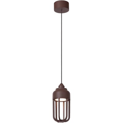 Lucide WELLS - Hanglamp Binnen/Buiten - Ø 10 cm - LED - 1x8W 2700K - IP54 - Roest bruin | Essential