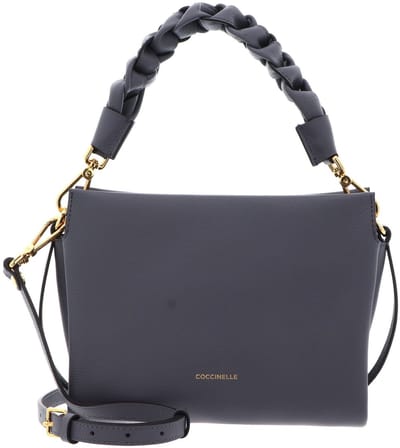 COCCINELLE Leren schoudertas Boheme Grana Double Crossbody Double Grainy Leather Stove / Midn. Blue blauwgrijs