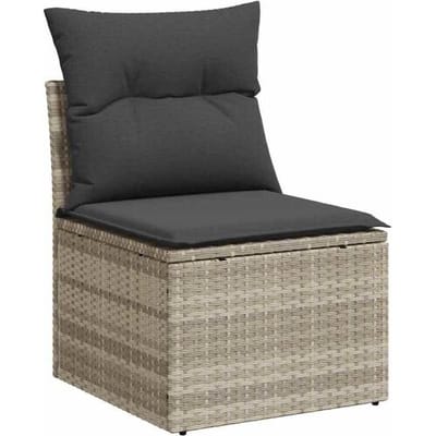 vidaXL - 6-delige - Loungeset - met - kussens - poly - rattan - lichtgrijs
