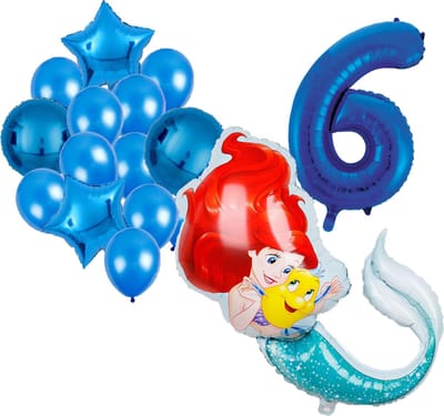 Ariel ballonnen pakket - 82x60cm - Folie Ballon - Prinses - Themafeest - 6 jaar - Verjaardag - Ballonnen - Versiering - Helium ballon - de kleine zeemeermin