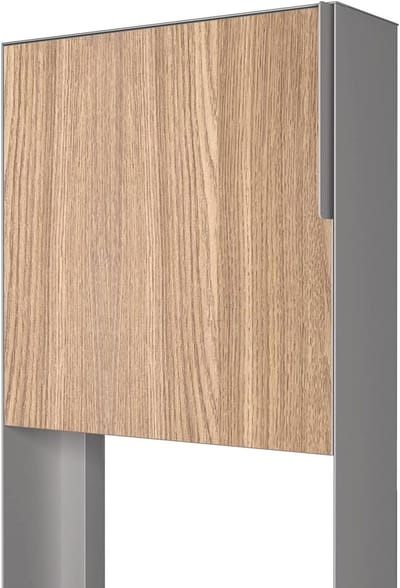 Staande brievenbus - Postbak - Post ontvangen - Met houten decoratie - 118 cm hoog - Grijs metallic