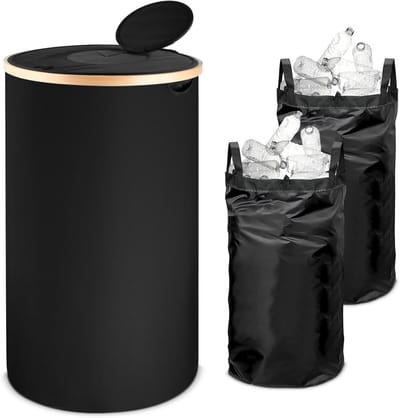 Recycling Container van 100L met 2-Tier Deksel en 2 Binnenzakken, Ideaal voor Keuken en Opslagruimte, Duurzaam en Ruim Ontwerp voor Afvalscheiding