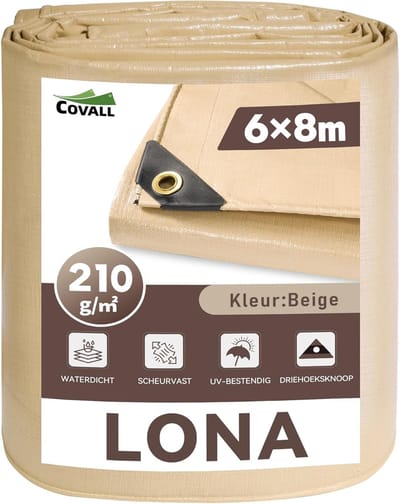 Zwaar Belastbaar Zeil - Waterdicht Dekzeil - Buiten Beschermen - Versterkte Ogen - 6x8 Meter - Beige
