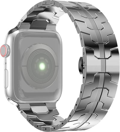 Stalen bandje - RVS - geschikt voor Apple Watch series 1/2/3/4/5/6/7/8/9/10/11/ SE (1,2,3) / Ultra (1,2,3) met maat 44 mm / 45 mm / 46 mm / 49 mm - zilver