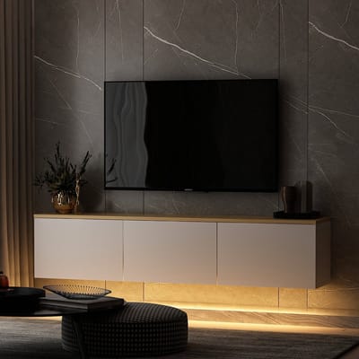 Neon" houten TV-meubel 160 x 32 x 35 cm - Wit