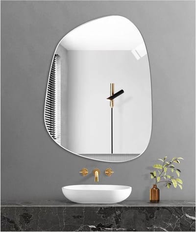 Asymmetrische Wandspiegel van Glas, HD Kwaliteit, Frameless Design, Decoratieve Wandspiegel voor Thuis en Kantoor, Perfect voor Interieurdecoratie