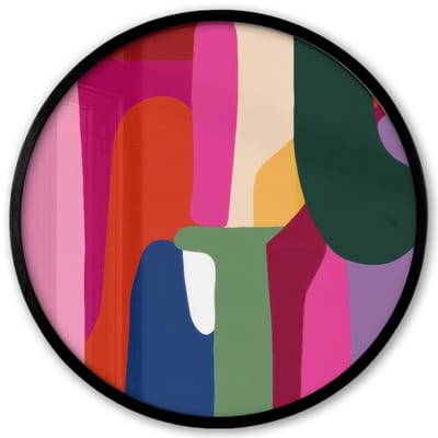 Poster in lijst Rond - Fotolijst 40x40 cm - Posters - Kleurvakken - Recht - Rond - Abstract - Ronde posterlijst zwart - Decoratie - Wanddecoratie woonkamer - Muurdecoratie slaapkamer