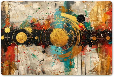 Placemats 45x30 cm - Placemat kunststof - 1 stuk - Kunst - Abstract - Aesthetic - Goud - Borden onderleggers - Decoratie voor op tafel - Keuken tafeldecoratie accessoires - Vinyl onderlegger - Tafelversiering
