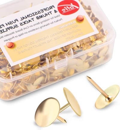 Duimspijkers 500 Stuks - Prik Spijkers - Borden Organiseren - Stevig Gelegeerd Staal - 3/8 Inch - Goud